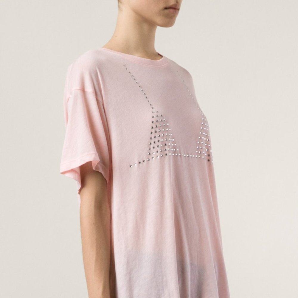 Wildfox Wet Bikini Rhinestone Tee, Peaches Pink, XS